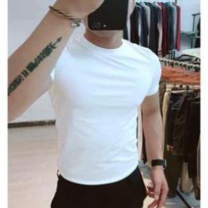 Áo T-Shirt Nam Trắng Mịn Cổ Tròn Dáng Ôm  ྆  ྇ ་