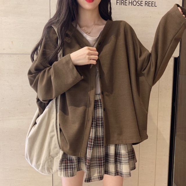 Áo cardigan cổ tim hàng cúc giữa Ulzzang (hàng QC) - ẢNH THẬT