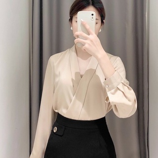 ÁO SƠ MI LỤA VẠT CHÉO SANG CHẢNH EMY AM08