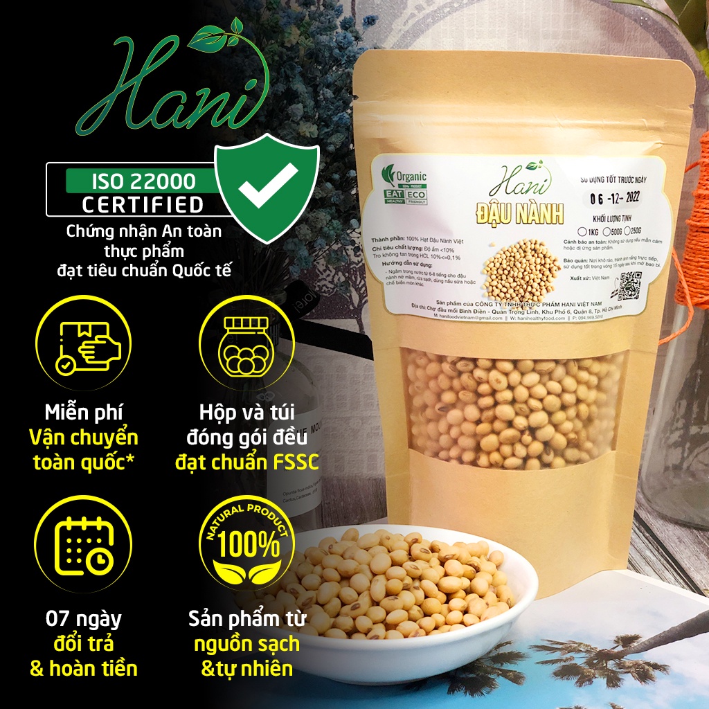 1Kg Đậu Nành Không Biến Đổi Gen Sạch Thuần Chủng  🌱 Hani Healthy Food