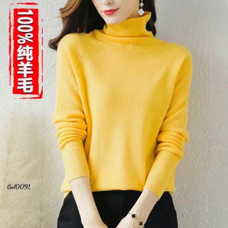Áo len cổ lọ vạt lệch dáng hàn quốc