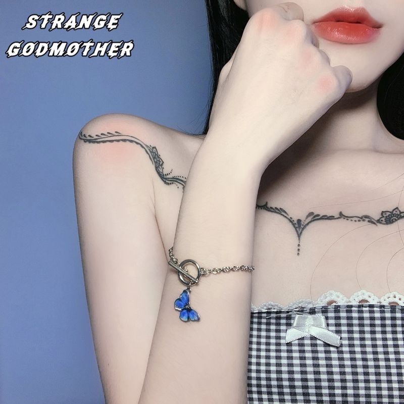 Vòng Tay Gắn Mặt Hình Bướm Xanh Cá Tính Phong Cách Retro