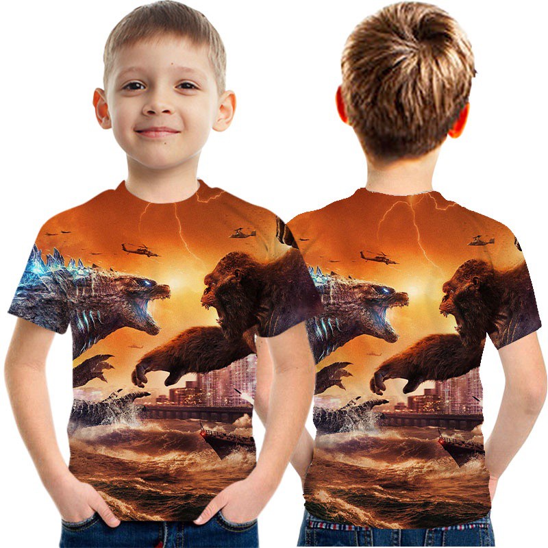 Áo Thun Ngắn Tay In Hình Godzilla Thời Trang Dành Cho Trẻ Nhỏ