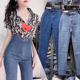 Quần jean không túi 2 nút siêu caoo lưng