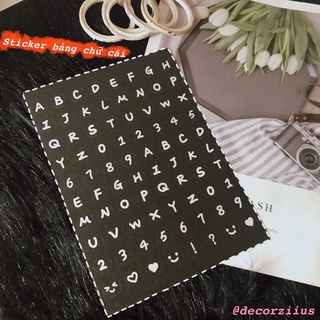 Nhãn dán Sticker chữ cái alphabet,bảng chữ cái viền tròn dán note trang trí sổ học tập