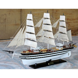 Mô hình thuyền buồm gỗ mỹ nghệ trang trí Amerigo 108cm gỗ tự nhiên, quà tặng khai trương tân gia sinh nhật