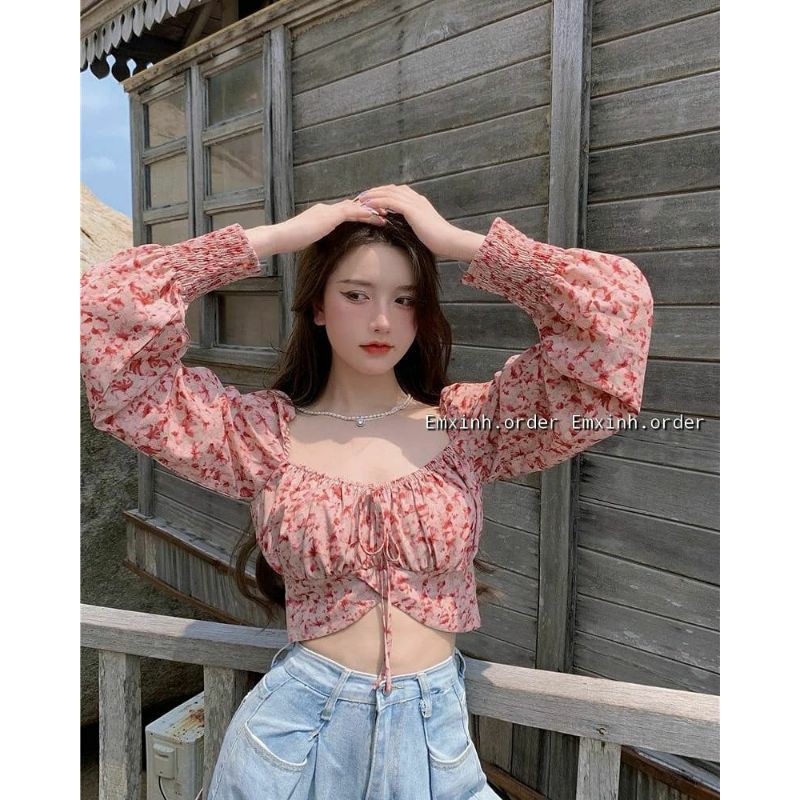 A420 Crop top hoa mùa hè