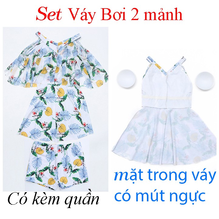 Đồ bơi nữ cổ tim trễ vai váy bơi hai mảnh cao cấp có sẵn mút ngực | BigBuy360 - bigbuy360.vn