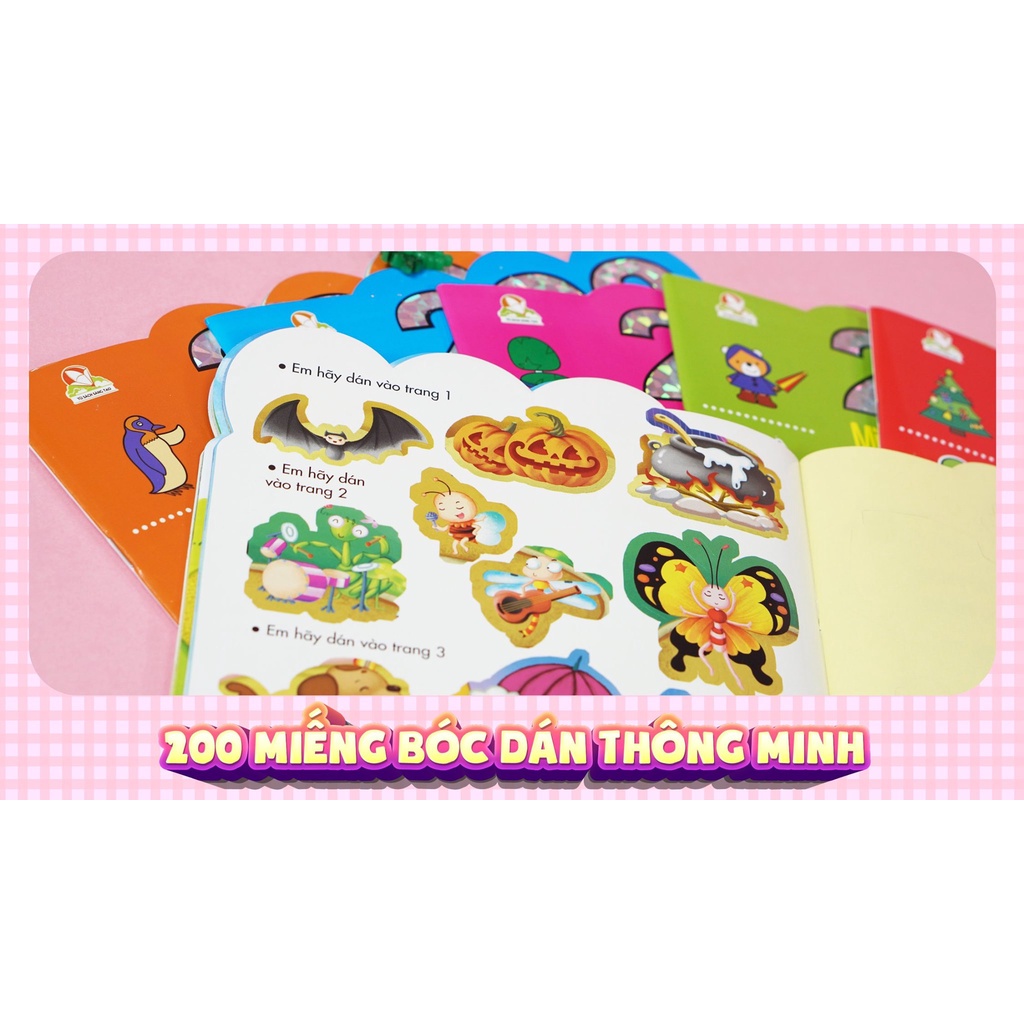 SÁCH - 200 miếng bóc dán thông minh 2-6 tuổi ( nhiều chủ đề )