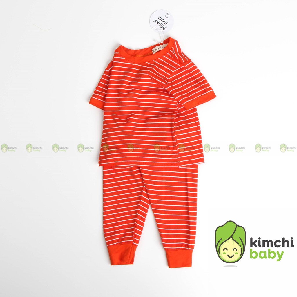 Đồ Bộ Bé Trai, Bé Gái Minky Mom Vải Thun Lạnh Hoạ Tiết Kẻ Ngang, Bộ Dài Tay Cho Bé Mặc Nhà MKMTD2107