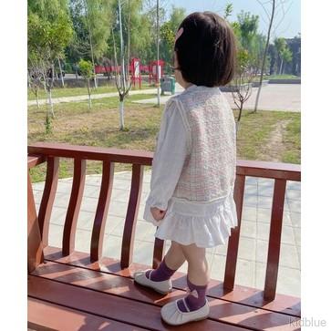 Set đầm tay dài và áo khoác không tay xinh xắn dành cho bé gái