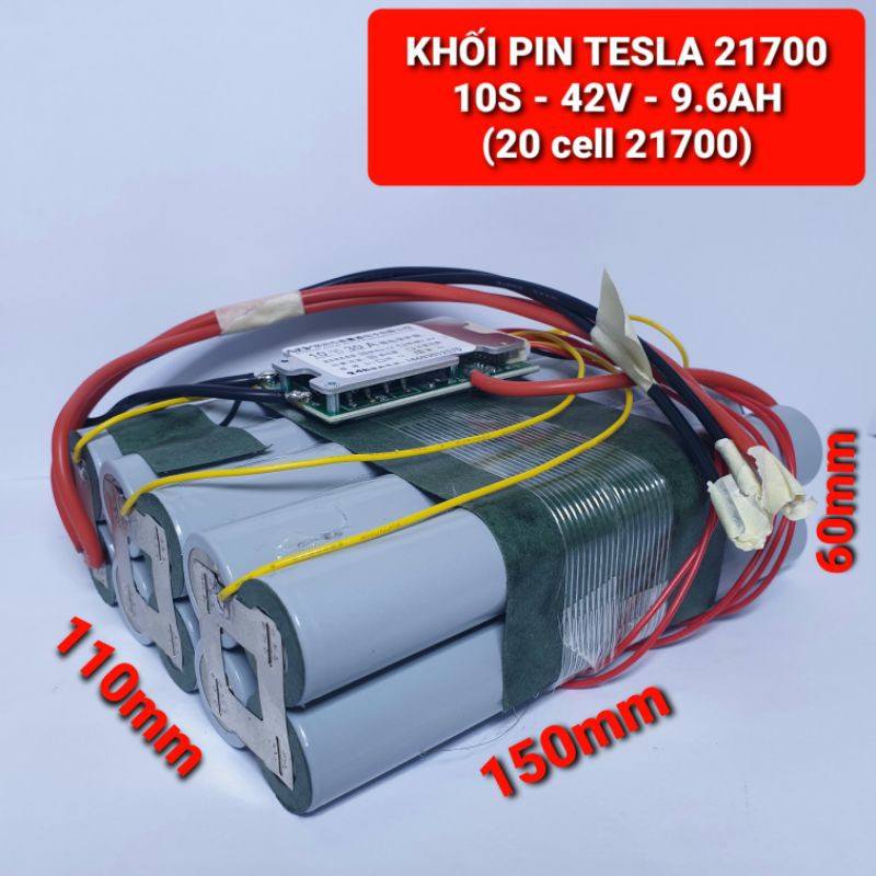 Achun.vn - KHỐI PIN TESLA 21700- 10S - 9.6AH - 36V/42V CHO XE ĐIỆN