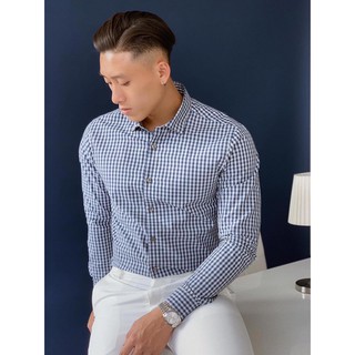 Áo sơ mi nam kẻ caro ZR tay dài ,chất liệu cotton cao cấp mặc mát, dáng slimfit màu xanh