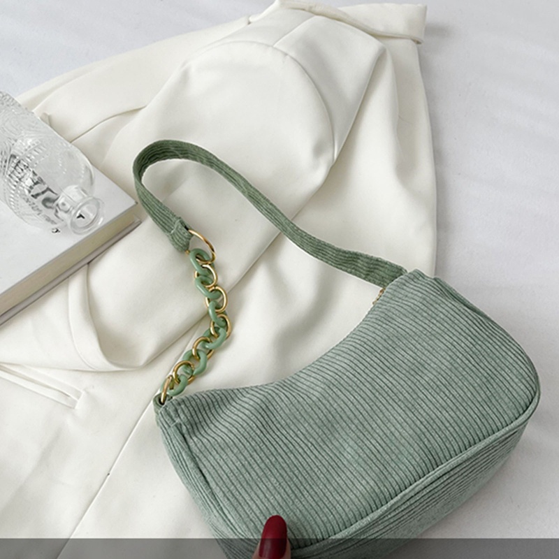 Yoioi Túi Xách Đeo Dưới Cánh Tay Bằng Vải Nhung Kẻ Sọc Cổ Điển Cho Công Sở