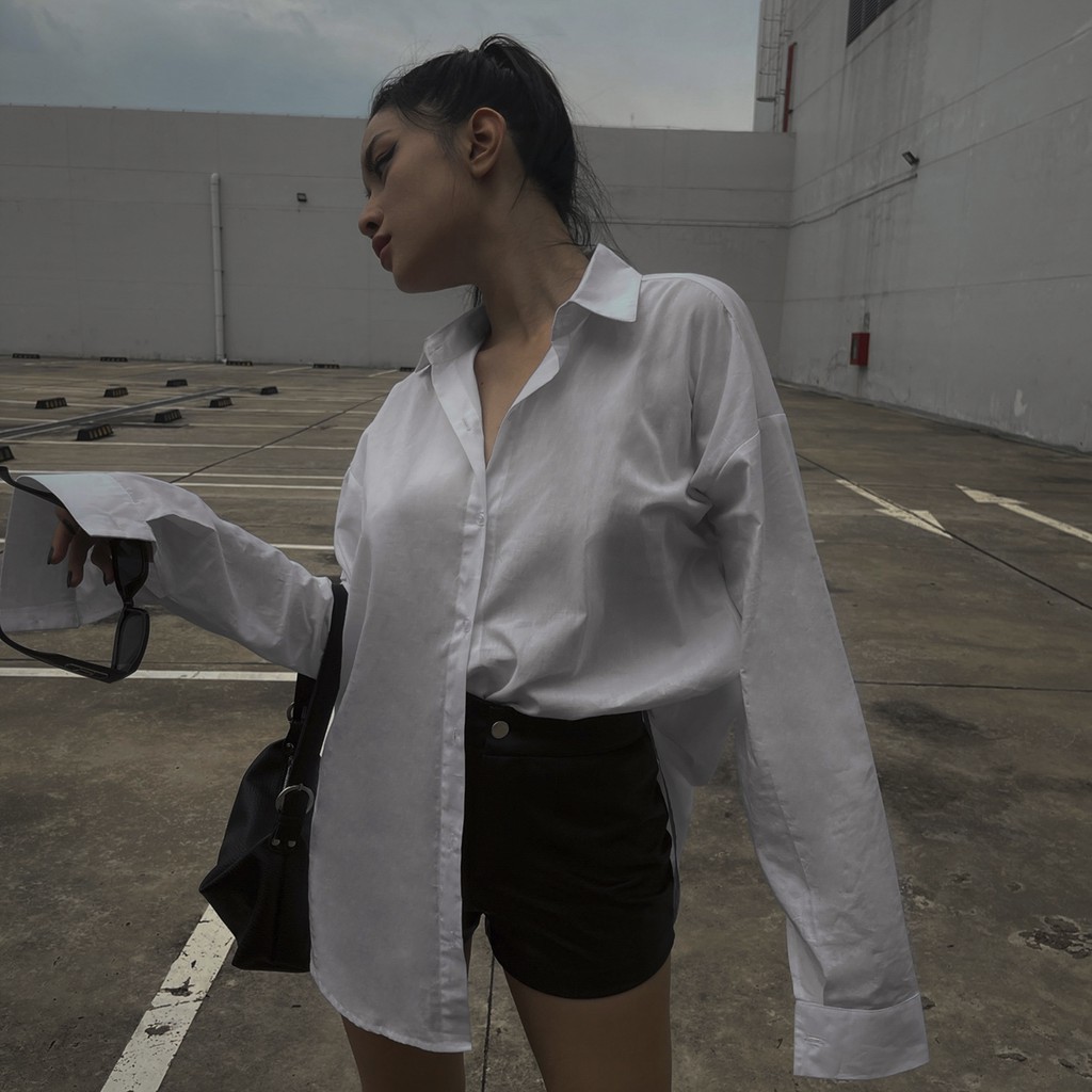 TATICHU Áo sơ mi trắng form rộng - Oversized White Shirt