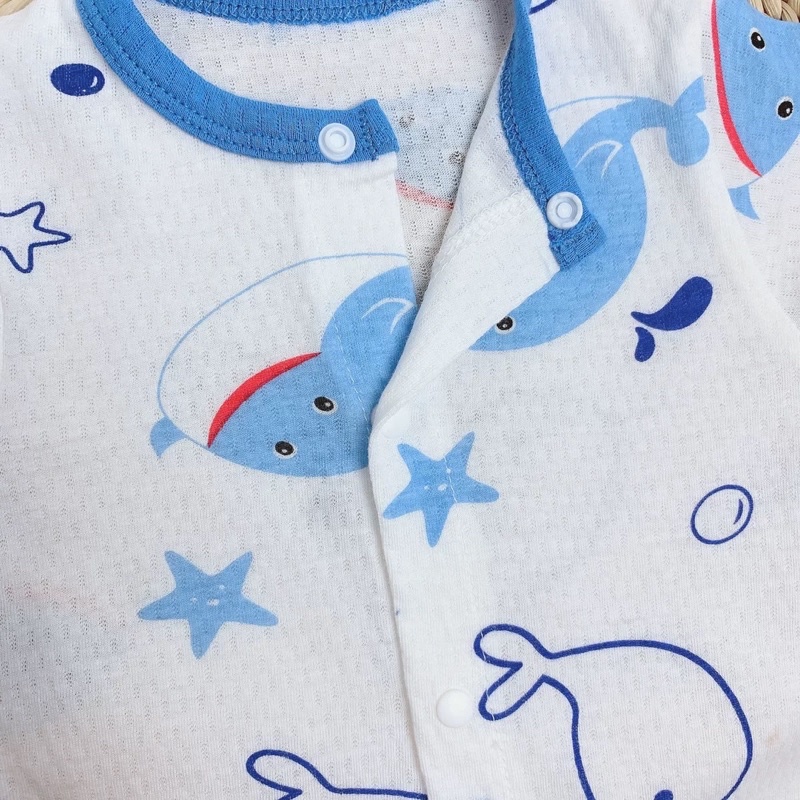 Body đùi cộc tay cúc giữa vải thông hơi mỏng mát cho bé trai bé gái sơ sinh mùa hè 𝟑𝟑𝐁𝐃𝐃𝐔