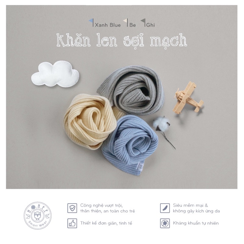 HRNEE chính hãng - Khăn len sợi mạch cho bé