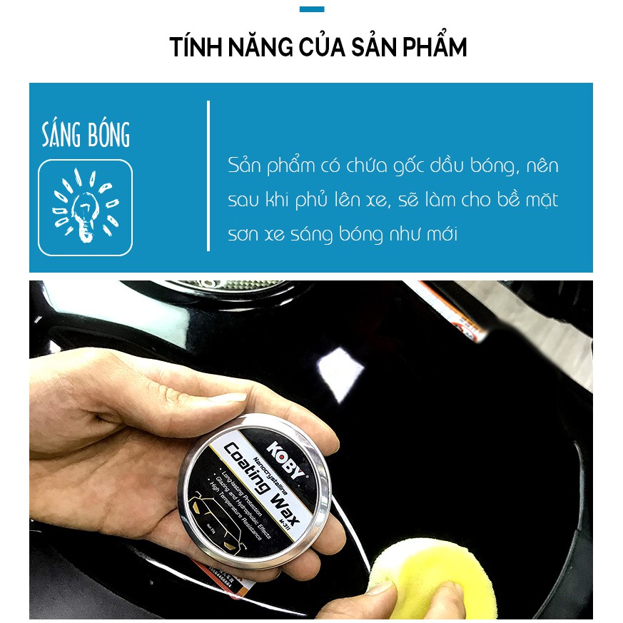 Sáp phủ tinh thể NANO Koby đánh bóng và bảo vệ sơn xe toàn diện