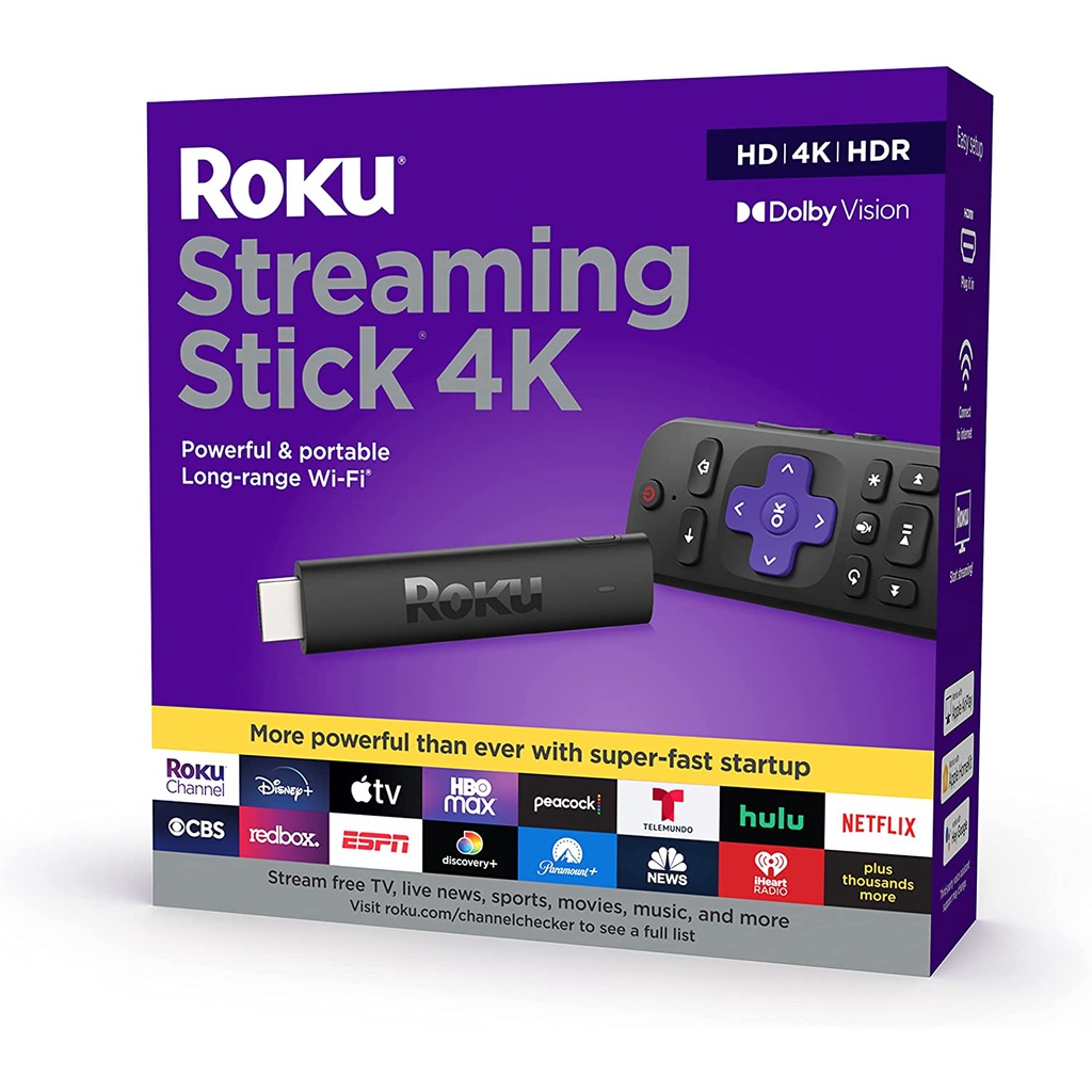 Thiết bị phát truyền hình Roku Streaming Stick 4K/HDR/Dolby Vision 2021, Express 4K+  with Roku Voice Remote, TV Control