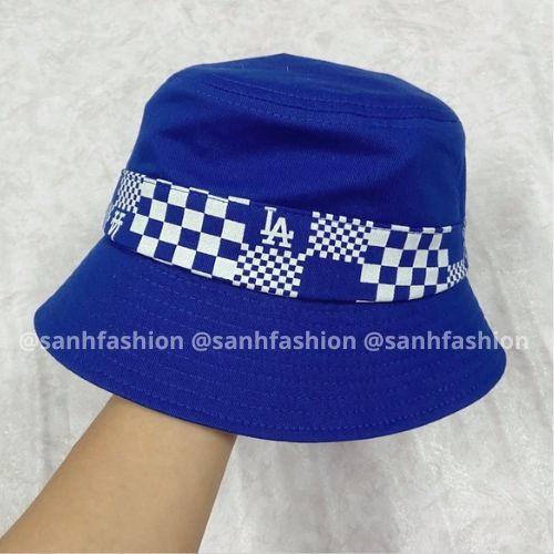 Mũ bucket vành tròn trơn đai caro in MIB LA Nón tai bèo chất vải dệt cao cấp thời trang form unisex nam nữ_SÀNH FASHION