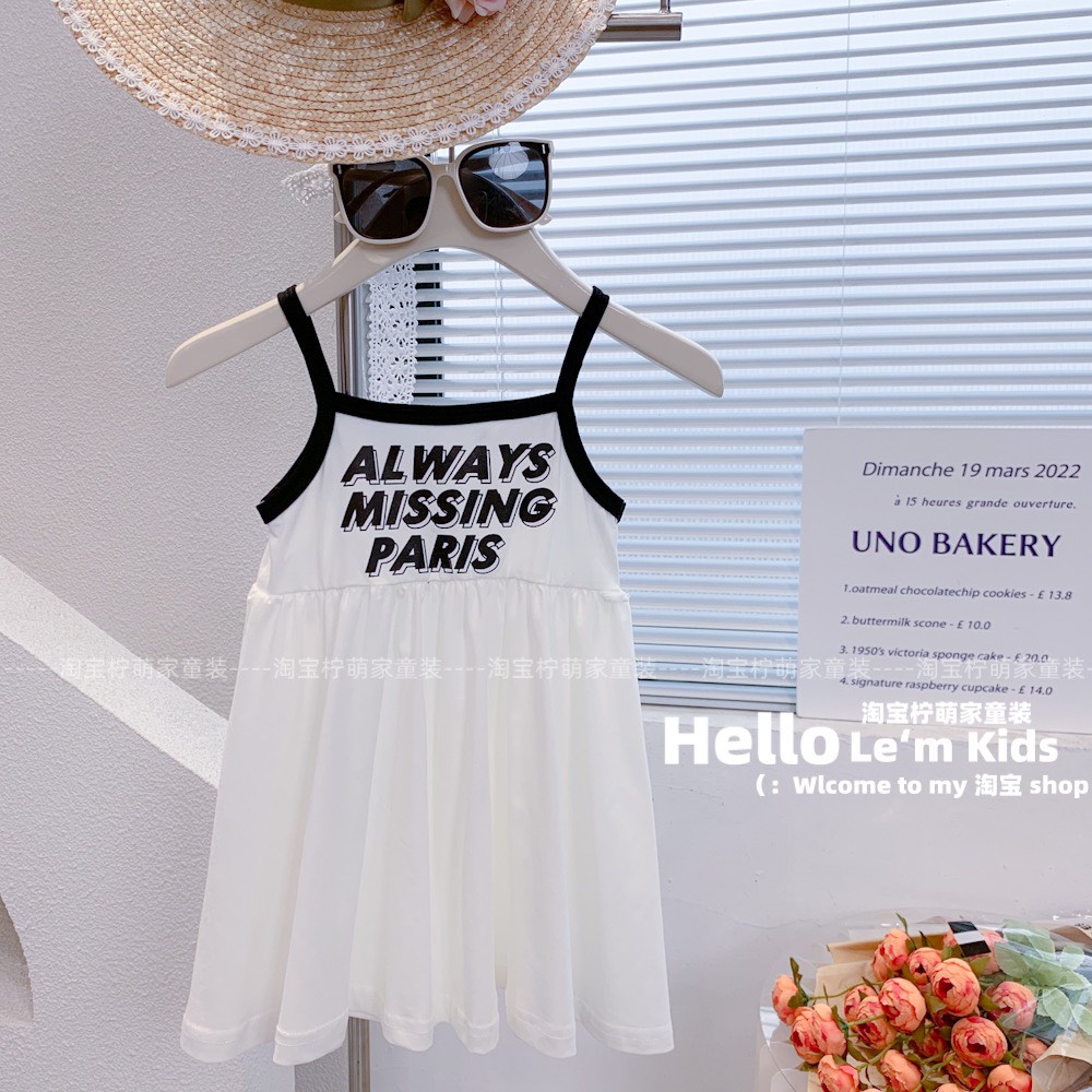 Váy 2 Dây Alway Missing Paris Cực Hot Cho Bé Gái Chất Liệu Vải Cotton Mát Mẻ Đủ Size Từ 8-18Kg VNXK Nhật-Hàn