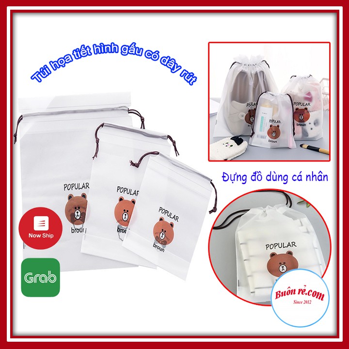 Túi dây rút đựng đồ họa tiết hình gấu đáng yêu 01110/01111/01112