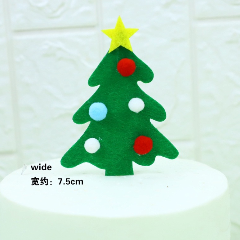 trang trí giáng sinh bánh kem [FREESHIP] cây trang trí bánh chất liệu vải xốp siêu đẹp