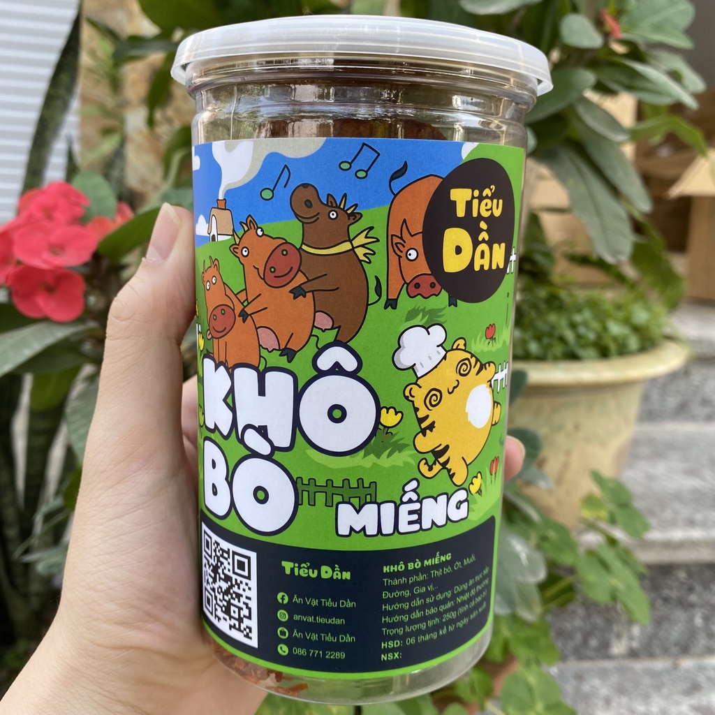 Khô bò miếng hũ lớn 250g Tiểu Dần đồ ăn vặt vừa ngon vừa rẻ | BigBuy360 - bigbuy360.vn