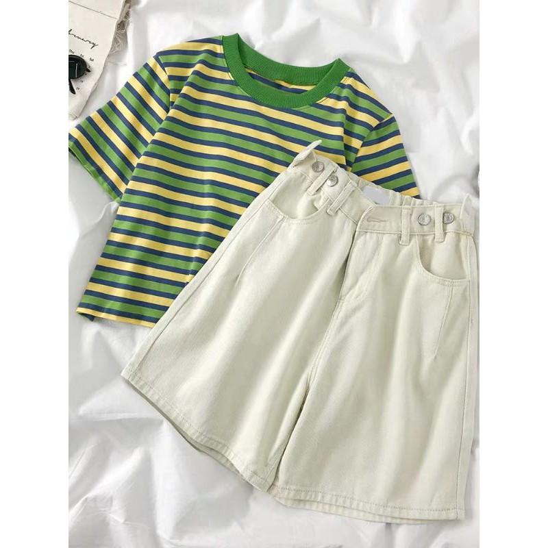 Quần sooc bò cạp cao