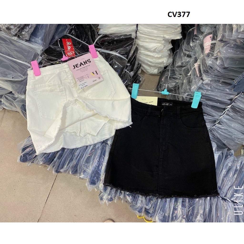Chân Váy Ngắn Vãi Jean Co Giãn Có Quần Liền Trong  CV377