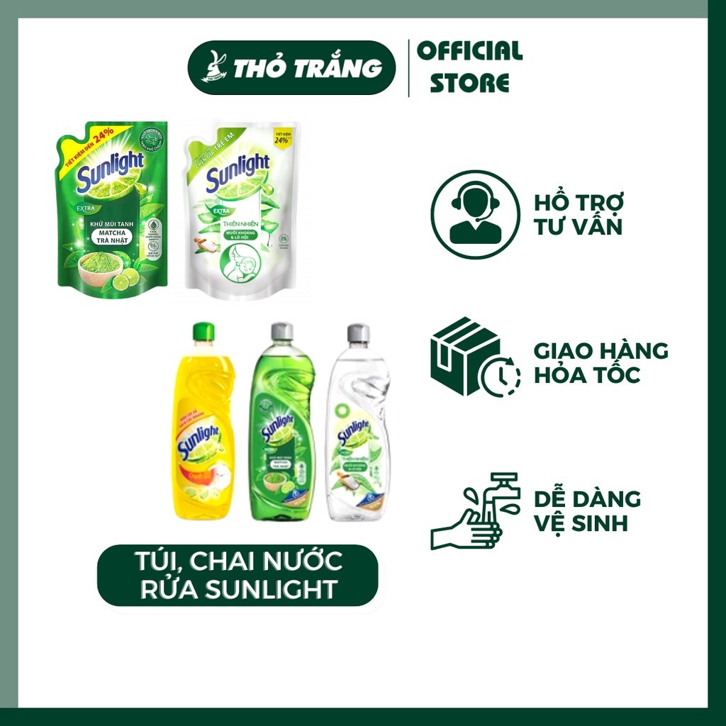 Túi, Chai nước rửa chén Sunlight (400-750ml) đủ các hương