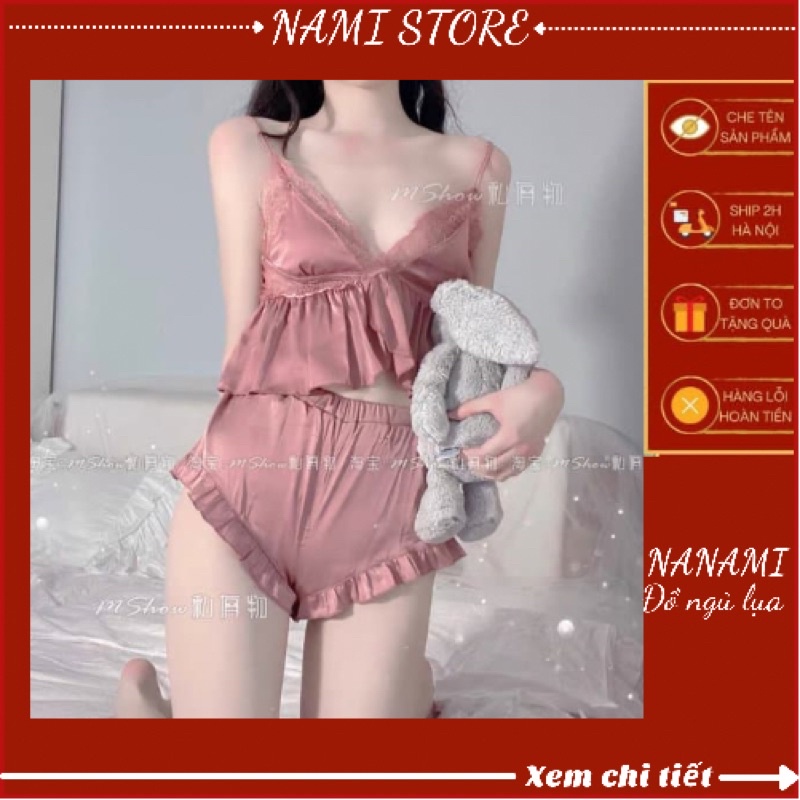 Bộ Ngủ 2 Dây Lụa Sexy Quảng Châu Cao Cấp, Sét Đồ Ngủ Gợi Cảm Gồm Áo 2 Dây Kèm Quần Lụa Siêu Đẹp | BigBuy360 - bigbuy360.vn