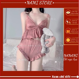 Bộ ngủ m07, sét đồ ngủ gợi cảm gồm áo 2 dây kèm quần lụa siêu đẹp
