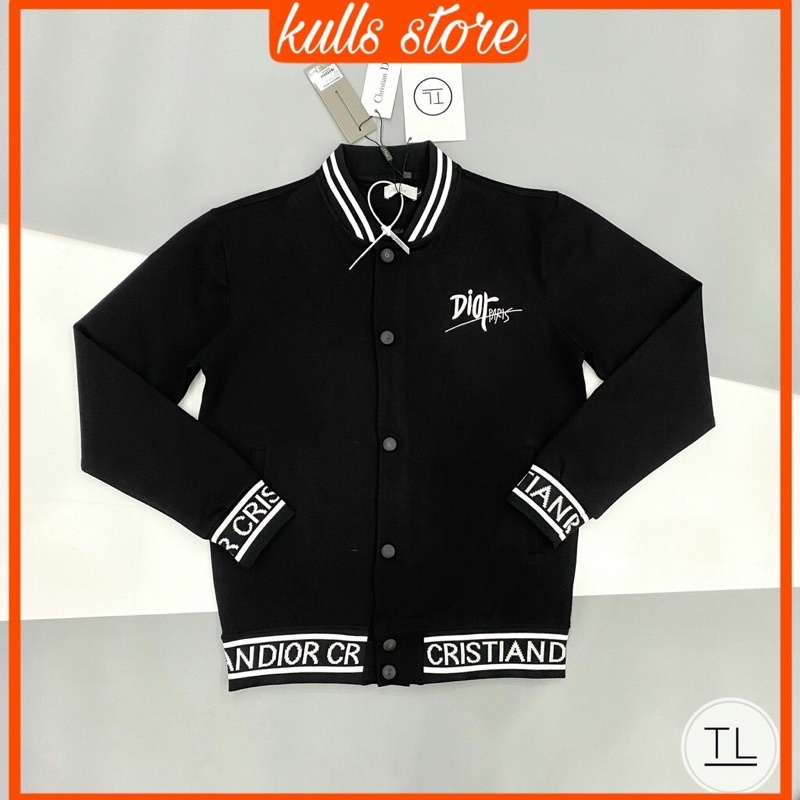 Áo bomber khoác DIOR chất nỉ cao cấp hàn quốc, áo khoác nỉ phối tay trắng DK001