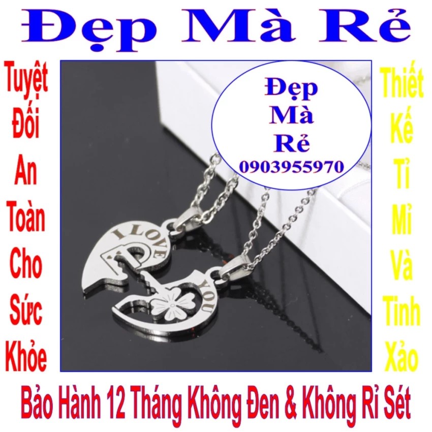 Vòng cổ đôi cặp hình trái tim kết hợp cỏ bốn lá ổ & chìa khóa tình yêu - Giá trên là 1 cặp = 2 sợi