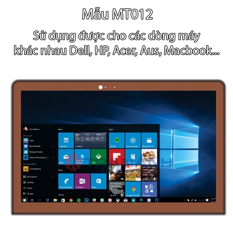 Miếng Dán Laptop - Mẫu hình MT012 - Dán cho Dell, Hp, Asus, Lenovo, Acer, MSI, Surface,Vaio, Macbook