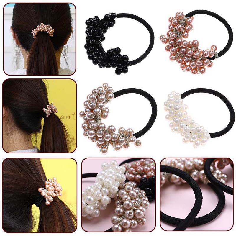 Dây buộc tóc đính ngọc trai giả xinh xắn thời trang