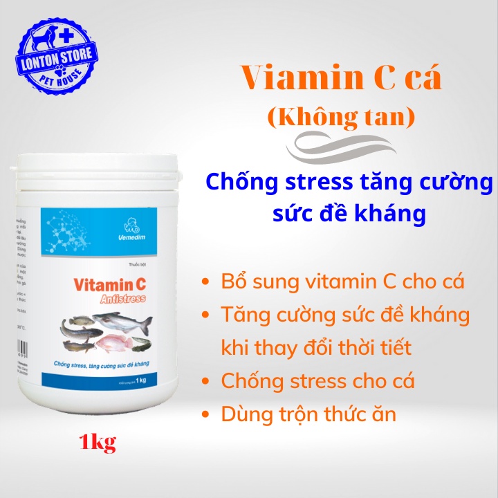 VEMEDIM Vitamin C Antistress cá ( không tan)  - Chống stress, tăng cường sức đề kháng lon 1kg,Lonton store