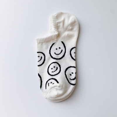 Vớ Cotton Cổ Thấp Chống Trượt Họa Tiết Mặt Cười Dễ Thương Thời Trang Mùa Hè Cho Nữ
