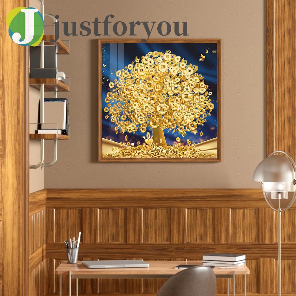 Bộ tranh đính đá 5d diy hình cây tiền tài độc đáo tự làm