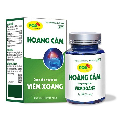 PQA HOÀNG CẦM VIÊN NANG thông mũi, giảm đau vùng đầu, trán, hắt hơi, chảy nước mũi, nghẹt mũi do viêm mũi, viêm xoang