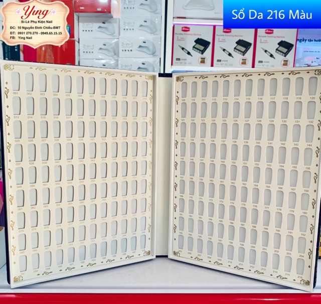 Sổ Mẫu Móng Bằng Da 120màu-216màu kèm móng