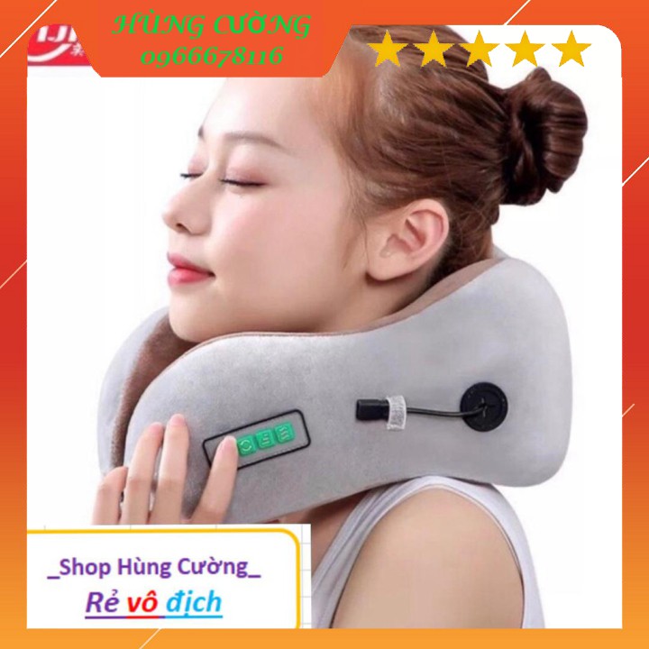 Gối massage kẹp cổ chữ U có hồng ngoại dùng cho người đau, mỏi Cổ, Vai, Gáy