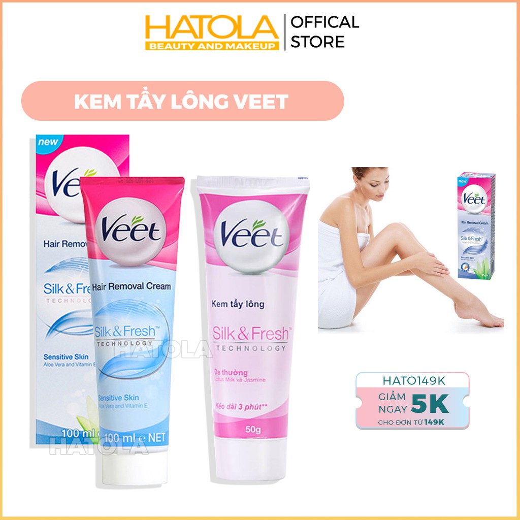 Kem tẩy lông triệt lông Veet Pháp 100ml tẩy lông nách, tay, chân hiệu quả HATOLA