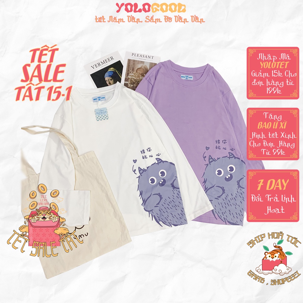 Áo thun dài tay  MONSTER  phông Unisex nam nữ tee oversize form rộng pull Ulzzang Streetwear thu đông vải mềm