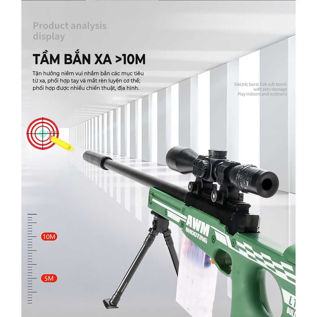 Đồ Chơi Đạn Xốp Sniper-AWM Tỷ Lệ 1:1 Full Set