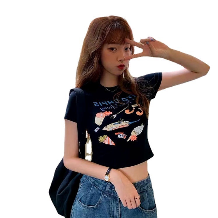 Áo Thun HIIXIIVI T-Shirt Tay Ngắn Cổ Tròn In Hình Hoàng Hôn Thời Trang Mùa Hè Phong Cách Hàn Quốc Dành Cho Nữ 2022