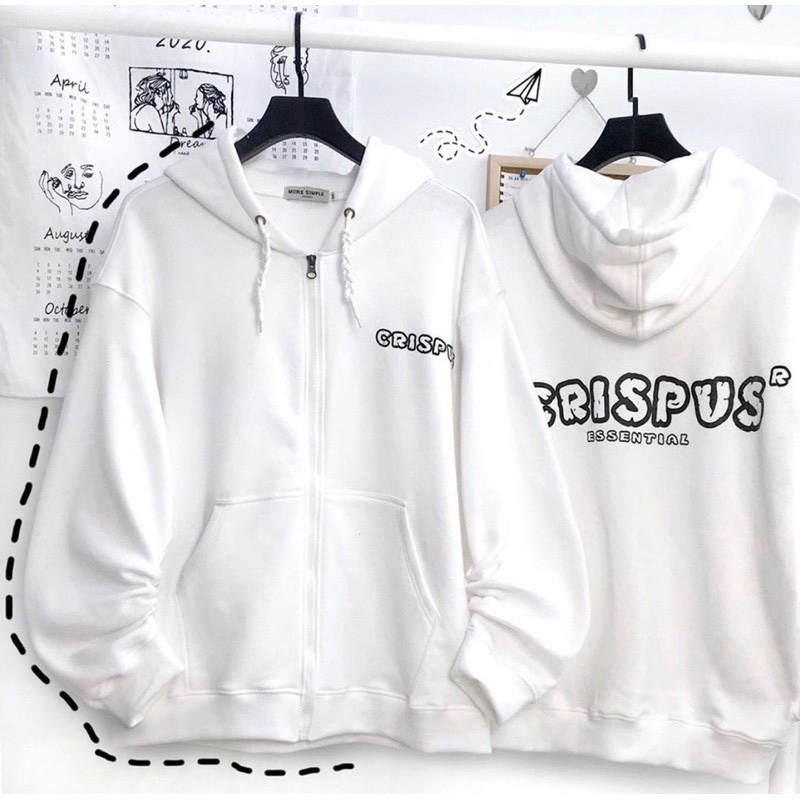 Áo khoác nỉ bông CRISPUS nam nữ khóa kéo  Áo hoodie vải nỉ cotton liền mũ 2 lớp dày dặn phong cách unisex GUU