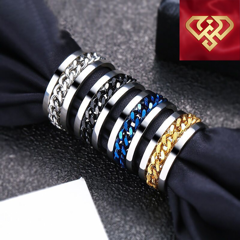 Nhẫn khui bia dây xích xoay unisex nam nữ cao cấp titan mạ giá rẻ bền đẹp