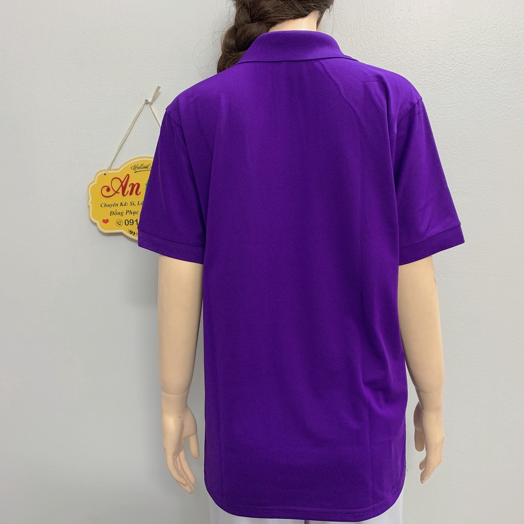 Áo polo màu tím vải poly Thái cao cấp cho nam nữ _ Hình chụp thật